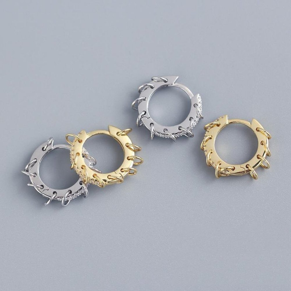 *NEW 925 Sterling Silver Diamond Hoop Earrings D1 - Picture 4 of 7